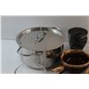 Image 7 : Plates, Pyrex Bowls, Pot, Cups, Timer and Vase