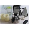 Image 8 : (3) Electric Candles, Candle Holders and Assorted Items