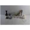 Image 2 : Square Vase, High Heel Wine Bottle Holder, (3) Glass Shots and Assorted Items