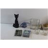 Image 5 : Square Vase, High Heel Wine Bottle Holder, (3) Glass Shots and Assorted Items