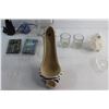 Image 8 : Square Vase, High Heel Wine Bottle Holder, (3) Glass Shots and Assorted Items
