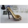Image 9 : Square Vase, High Heel Wine Bottle Holder, (3) Glass Shots and Assorted Items