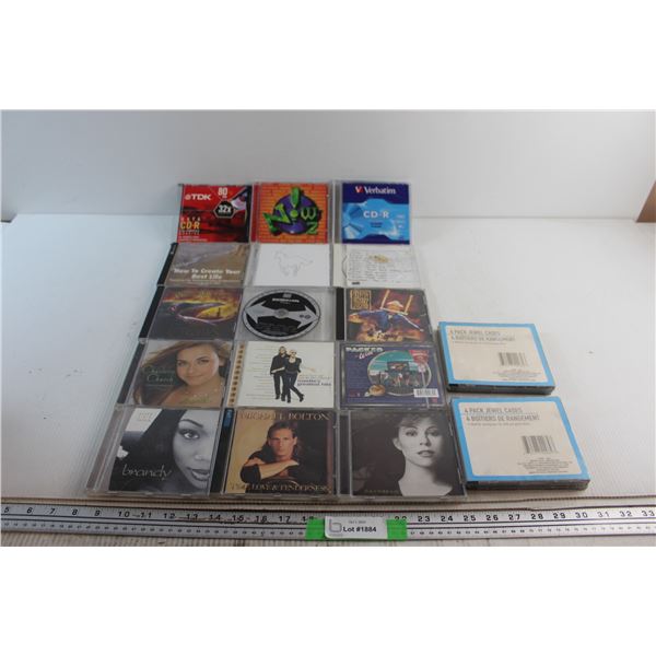 (15) CDs - Charlotte Church, Brandy and Michael Bolton and (2) 4 Pack Jewel Cases