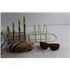 Image 2 : Harley Davidson Glasses with Case, Leaf Metal Serving Tray and (2) Plate Racks