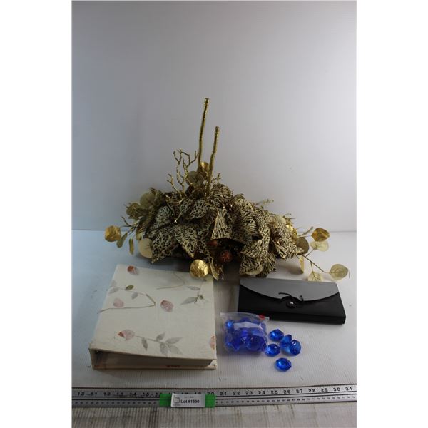 Christmas Decoration, Blue Plastic Crystals, Booklet and Receipt Folder