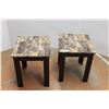 Image 1 : * 2X BID PRICE: Faux Stone & Wood End Tables - 18" x 16" x 18" Tall