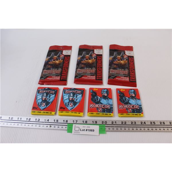 (3) Transformers Trading Card Game Packages - NIB & (4) Robocop 2 Trading Cards - NIB