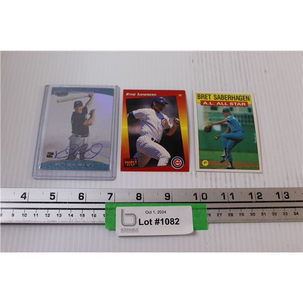 (3) Baseball Trading Cards: Vito Chiaravalloti (2004), Ryne Sandberg (1992), Bret Saberhagen (1986)