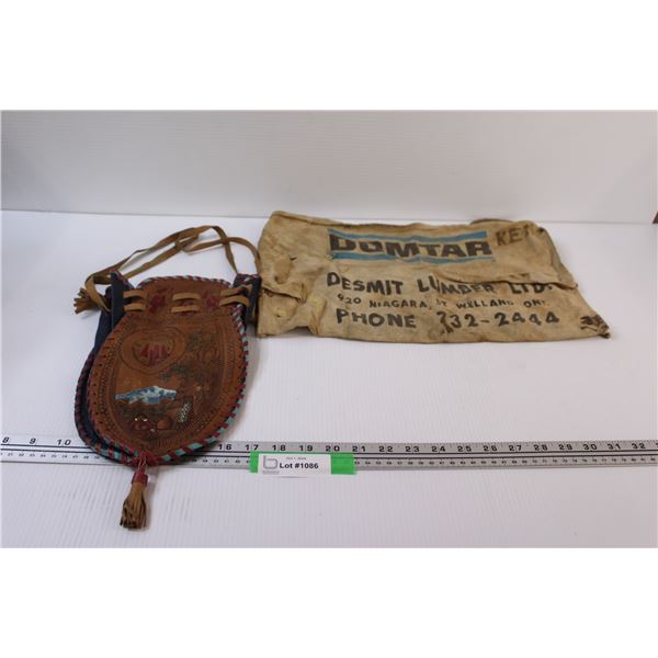 Soft Leather Satchel for Water Flask & Domtar Tool Apron, Welland, Ontario