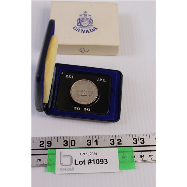 Canadian Dollar Coin: P.E.I. 100 Year Coin - 1873-1973 in Case