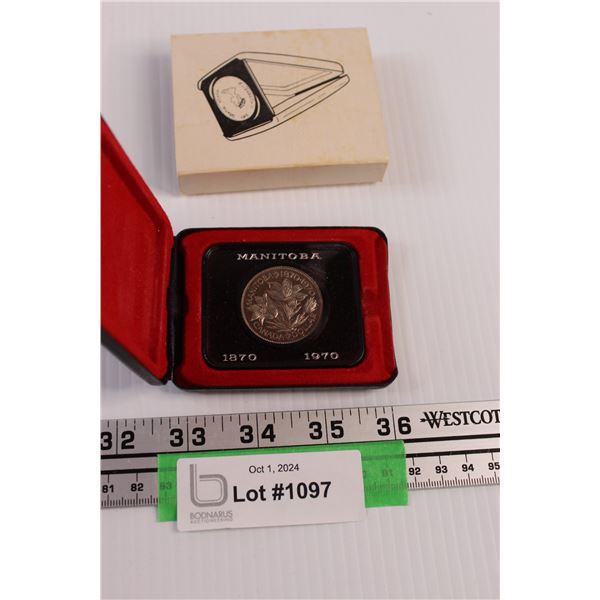Canadian Dollar Coin: Manitoba 100 Year Coin - 1870-1970 in Case
