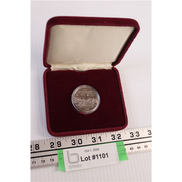 Canadian Dollar Coin: 1982 Constitution in Case