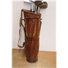 Image 6 : * Vintage Leather Golf Bag w/ (9) Golf Clubs