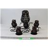 Image 1 : Artisan Owl Candle Holder Set (6) Owls Total