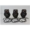 Image 6 : Artisan Owl Candle Holder Set (6) Owls Total