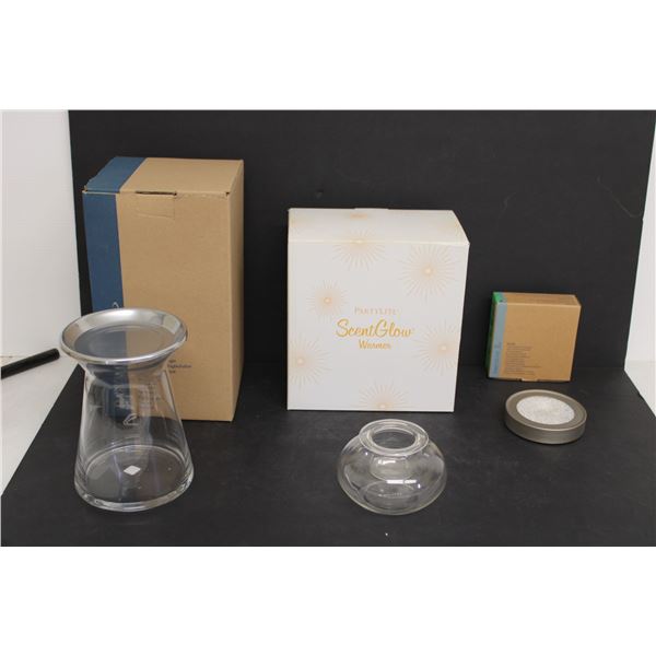 Partylite Candle Holder, Colour Changing Candle Base, Glass Candle Holder