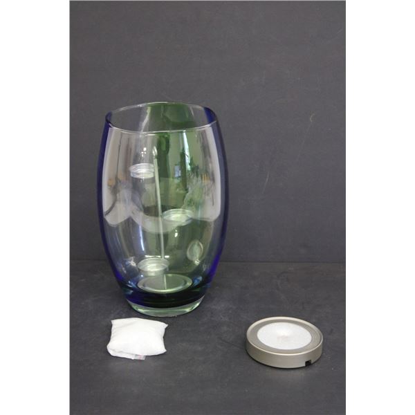 PartyLite Colour Changing Candle Base, Spring Art Glass Hurricane Tealight Holder