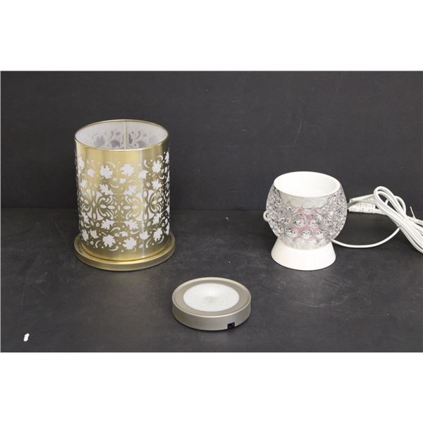 PartyLite Colour Changing Candle Base, Enchanted Golden Leaves Votive Hurricane, Partylite Scentglow