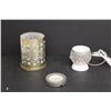 Image 1 : PartyLite Colour Changing Candle Base, Enchanted Golden Leaves Votive Hurricane, Partylite Scentglow