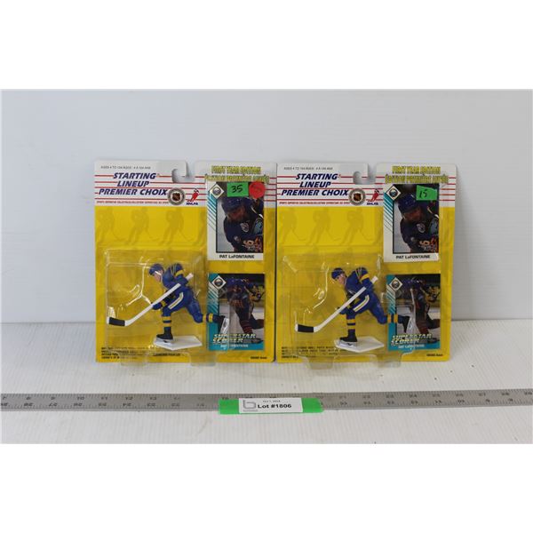 (2) Starting Lineup First Year Edition Pat LaFontaine Hockey NHL Figurines and Cards