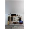 Image 1 : Brushes, Sunpak 3GT Flash, Sea Shells, Safety Glasses, Pet Nail Cutter and Assorted Items