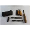 Image 2 : Axe Head, Chisels, Plastic Container 13'' x 5'' and Assorted Items