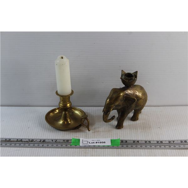 Brass Candle Holders and Candle