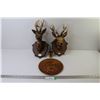 (2) Plastic Deer Mounts - Sm Brass Cup - Copper Plate w/Embossed Deer