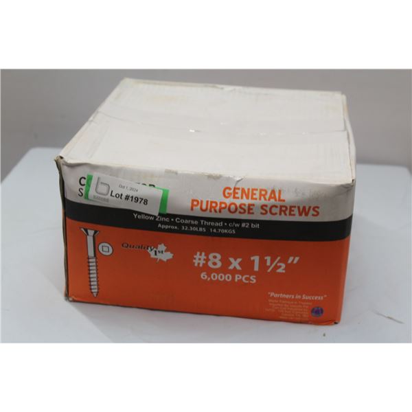 *Box of #8 - 1 1/2" General Purpose Screws (6000) Pieces