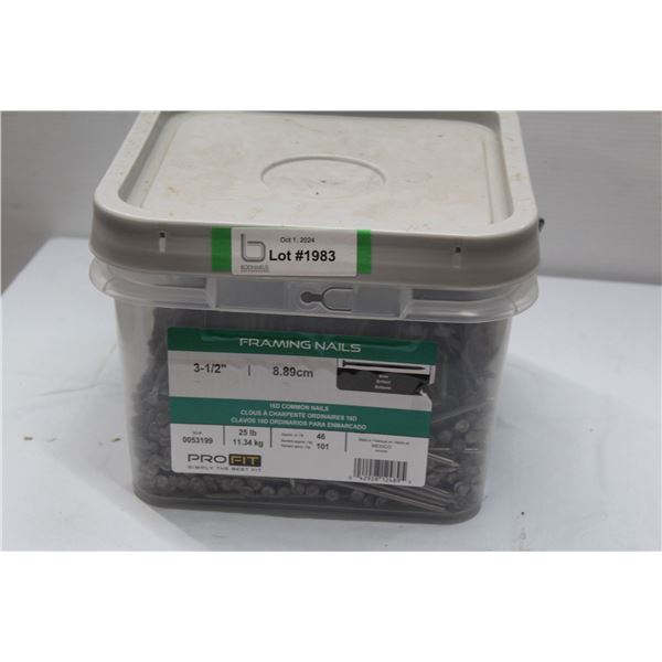 *Container of 3 1/2" Framing Nails (46 Lbs)