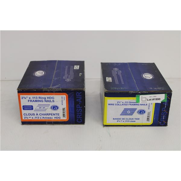 * Box of 2 3/8"x.133 Ring HDG Framing Nails and Box of 2 3/8"x.133 Smooth Wire Collated Framing Nail