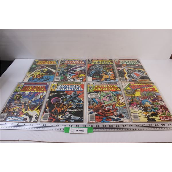 (7) Battlestar Galactica Comicbooks: #1-7 & (1) Howard the Duck Comicbook #1