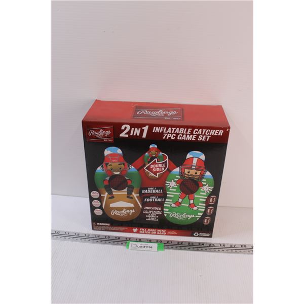 Rawlings 2 in 1 Inflatable Catcher 7pc Game Set: Football & Baseball Side - Sealed - Appears NIB