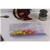 Image 3 : Fishing Lot: Lead Heads, Johnson Reel, (2) Fish Mouth spreaders, Misc.