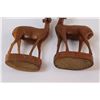 Image 5 : Wood Carved Antelope Pair/Book Ends & Decor - 12" x 4" (One Has Broken Ear)