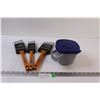 Image 1 : (3) New Paint Brushes & Paint Holder w/Lid