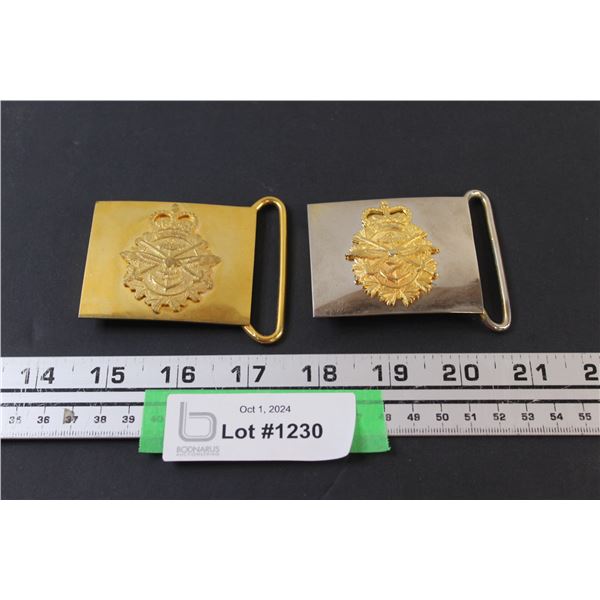 (2) Military Metal Belt Buckles