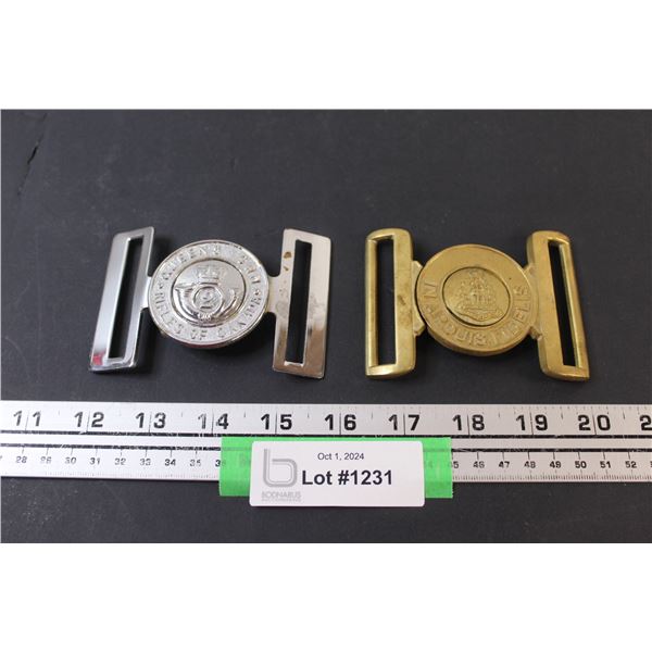 (2) Military Metal Belt Buckles