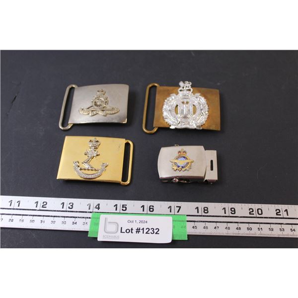 (4) Military Metal Belt Buckles