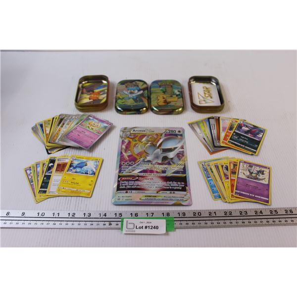 Over-Sized Arceus V-Star, (25+) Pokemon Cards in (2) Metal Collectable Tins - 2022 & 2023 Editions