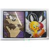 Image 1 : (2) Of Looney Tunes Framed Wall Posters of Tweetie and Taz - Both Measure 16" x 20"