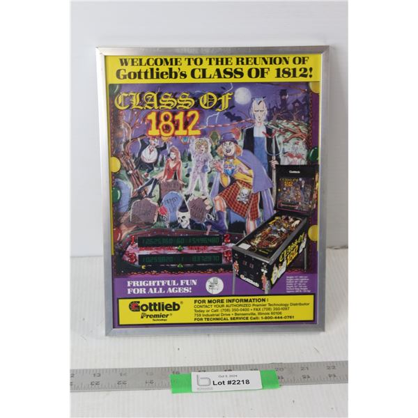 Gottlieb's Class Of 1812 Framed Original Pinball Flyer - 8 3/4" x 11 1/2"
