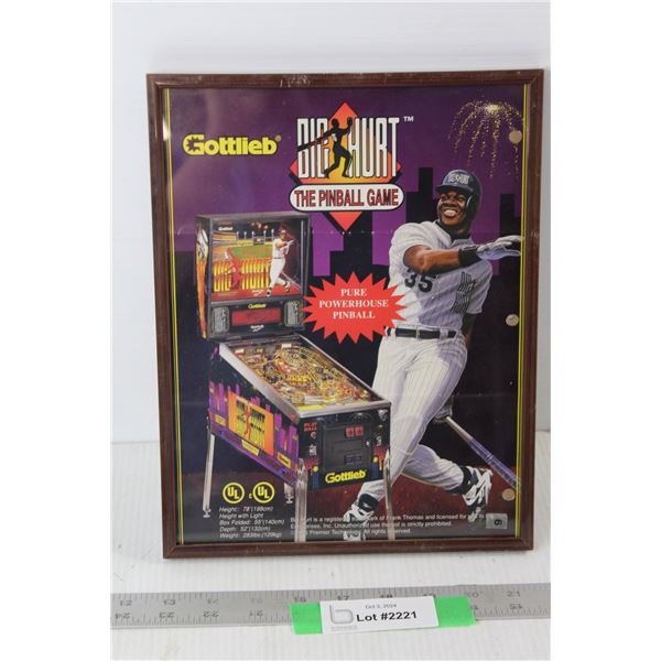 Gottlieb Big Hurt Framed Original Pinball Flyer - 8 3/4" x 11 1/2"