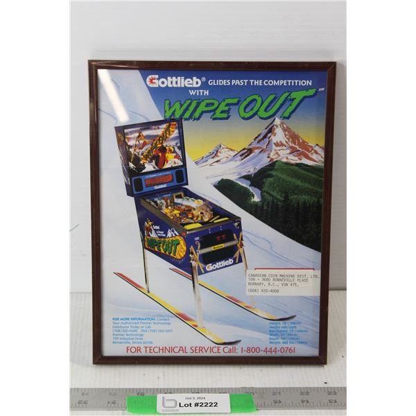 Gottlieb Wipeout Framed Original Pinball Flyer - 8 3/4" x 11 1/2"