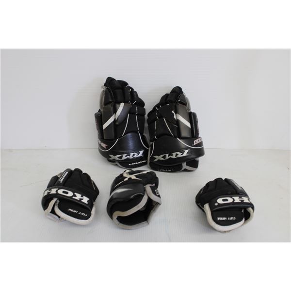 (5) Used Hockey Gloves - 2 Pairs One Extra