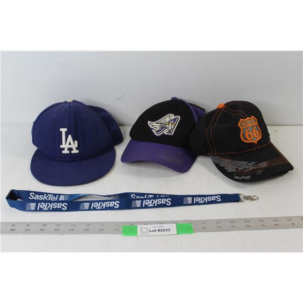 (3) Baseball Caps with SaskTel Lanyard