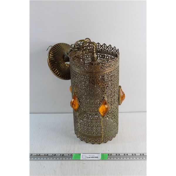 Brass with Amber Elements Ceiling Fixture - As Is