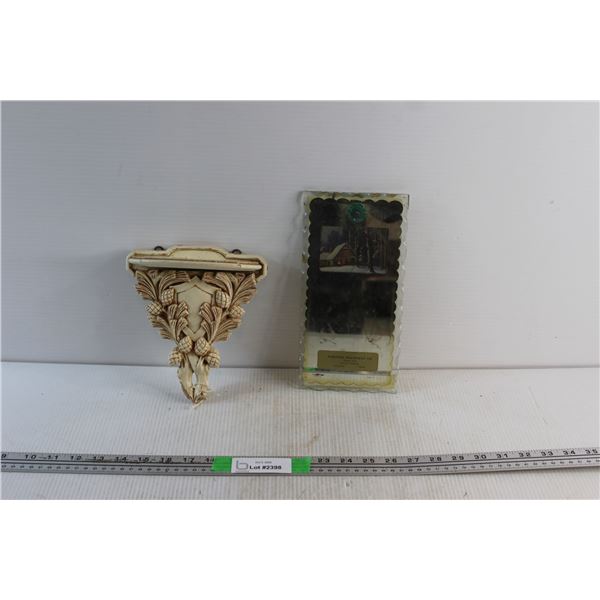 Vintage Robinson Machinery Mirror and Wall Shelf Decoration