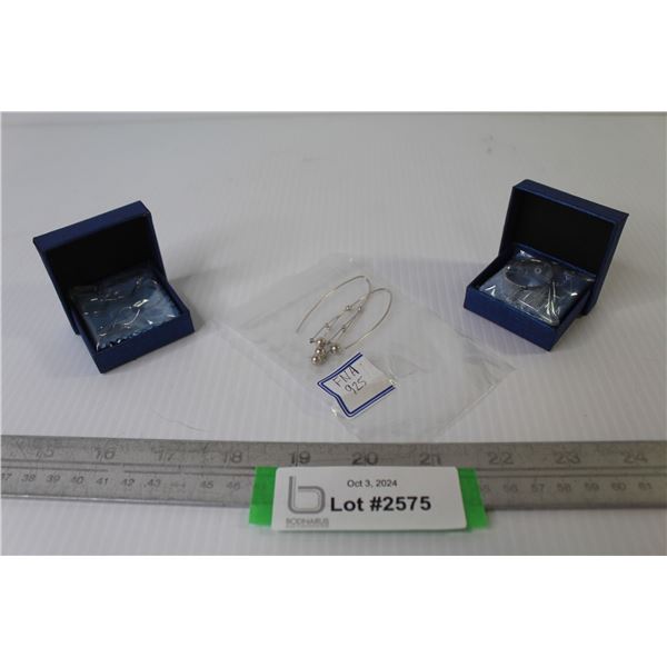 (2) Pair of Wire Earrings - Adjustable Metal Ring