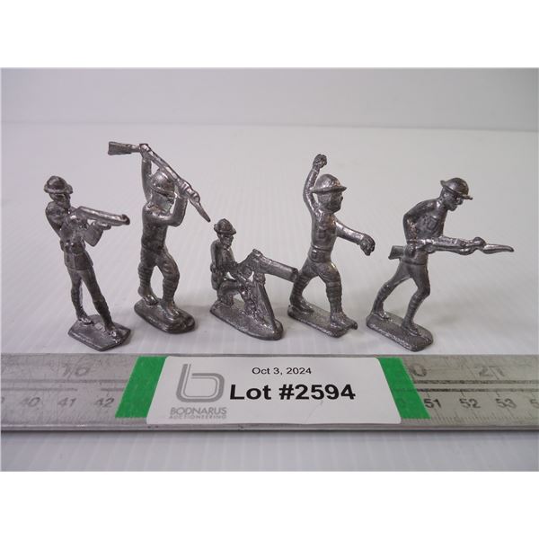 (5) Military Soldiers Unpainted Metal Figurines